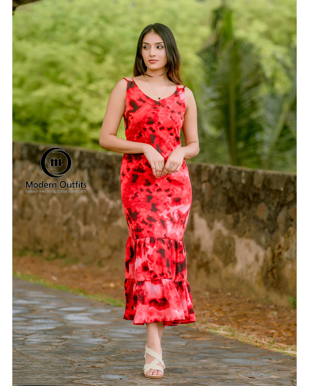 Rosie Strapped Frilled Maxi Dress