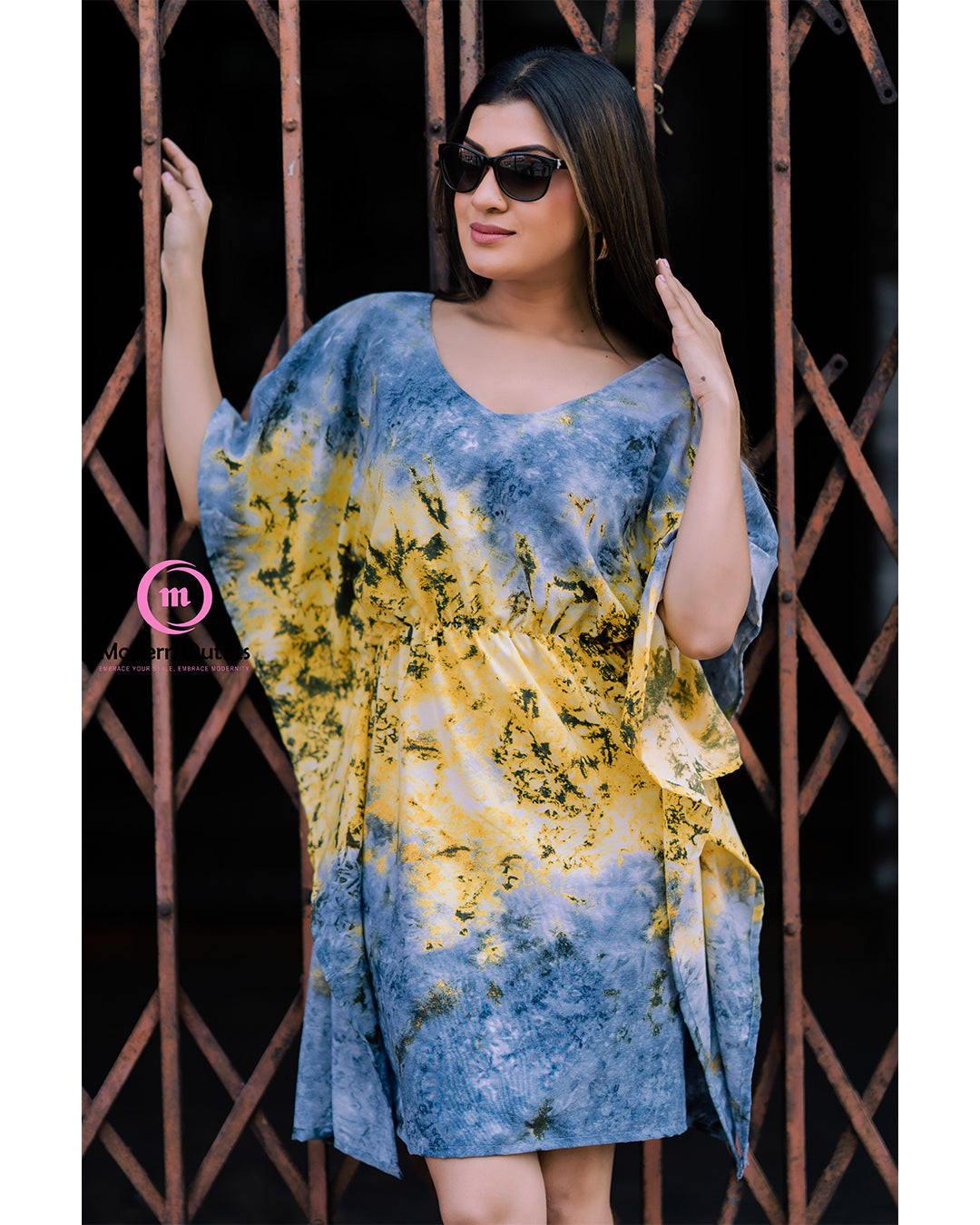 Cio - Waist Gathered Mini Kaftan