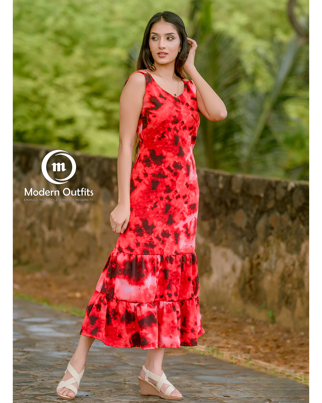 Rosie Strapped Frilled Maxi Dress