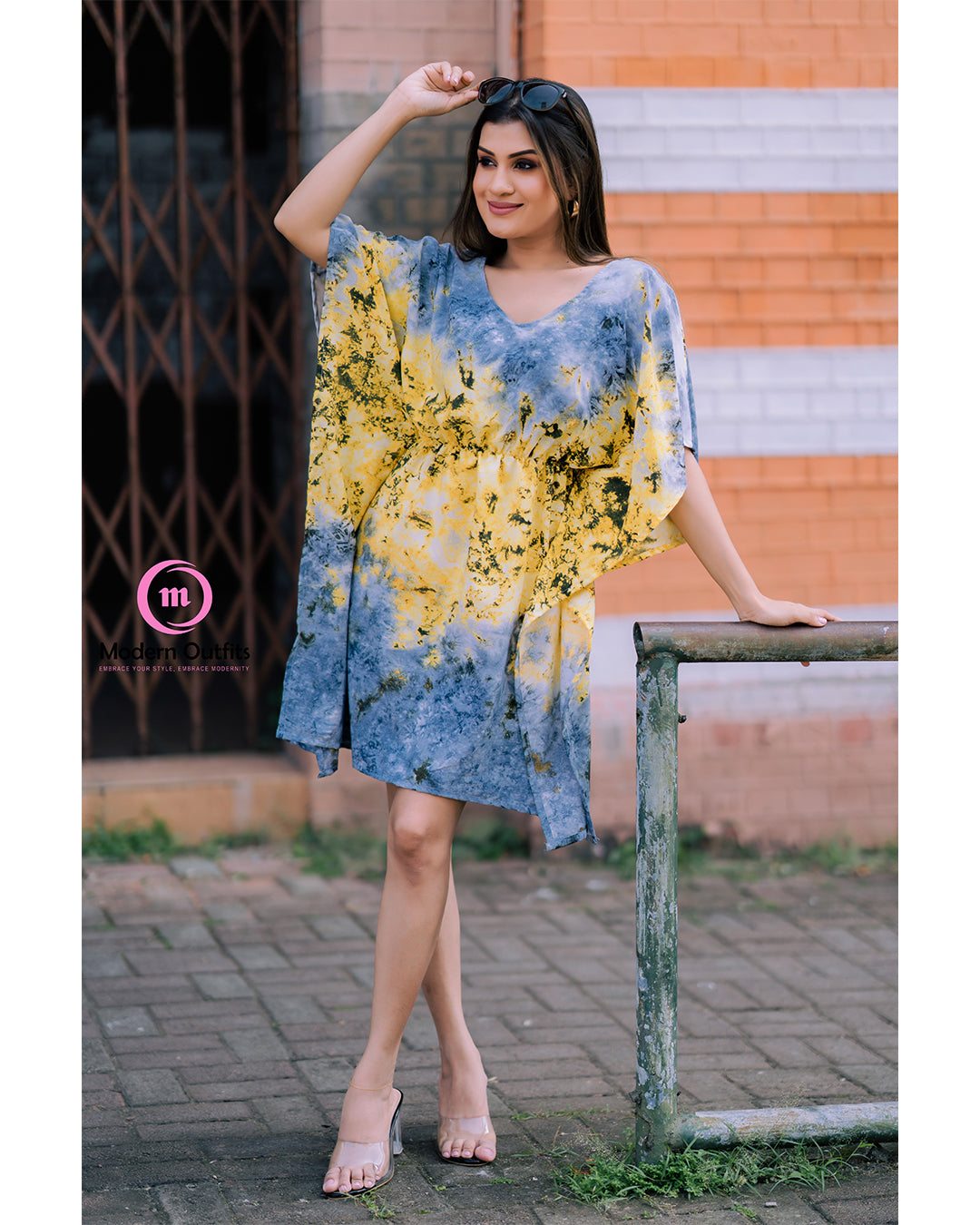 Cio - Waist Gathered Mini Kaftan