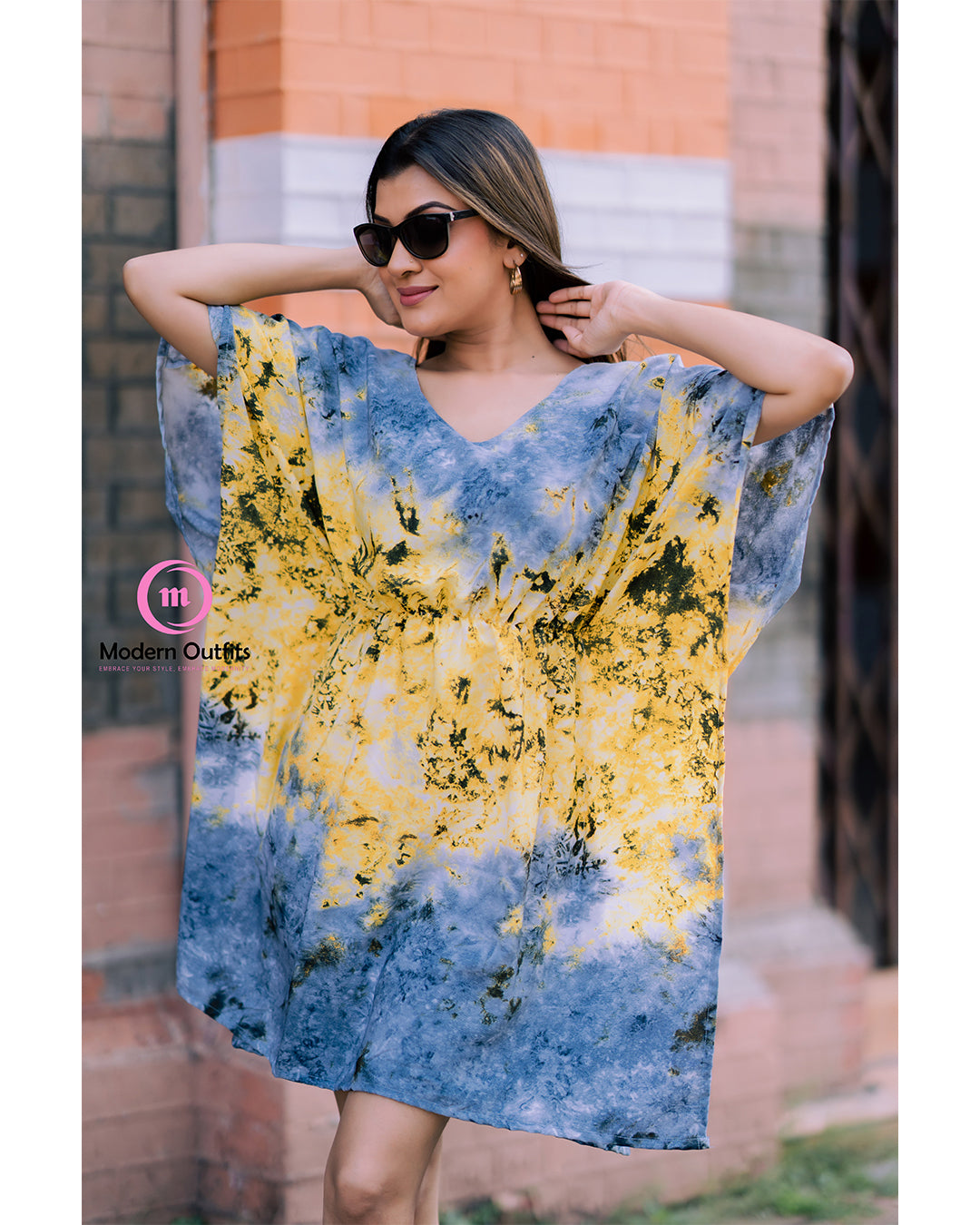 Cio - Waist Gathered Mini Kaftan