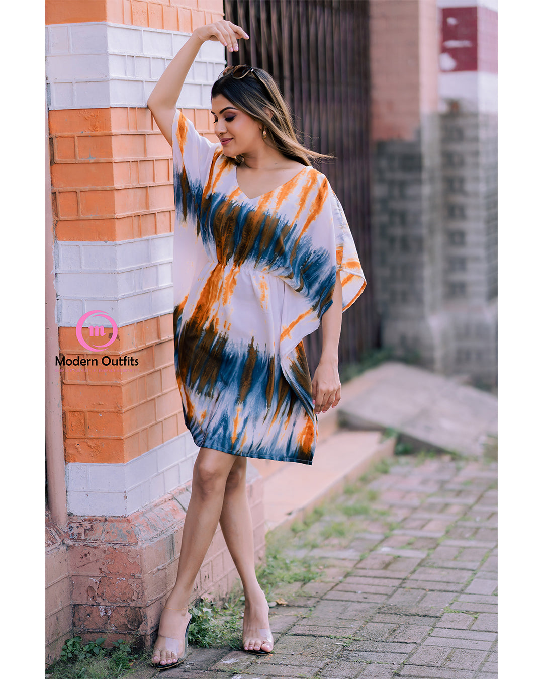Cio - Waist Gathered Mini Kaftan