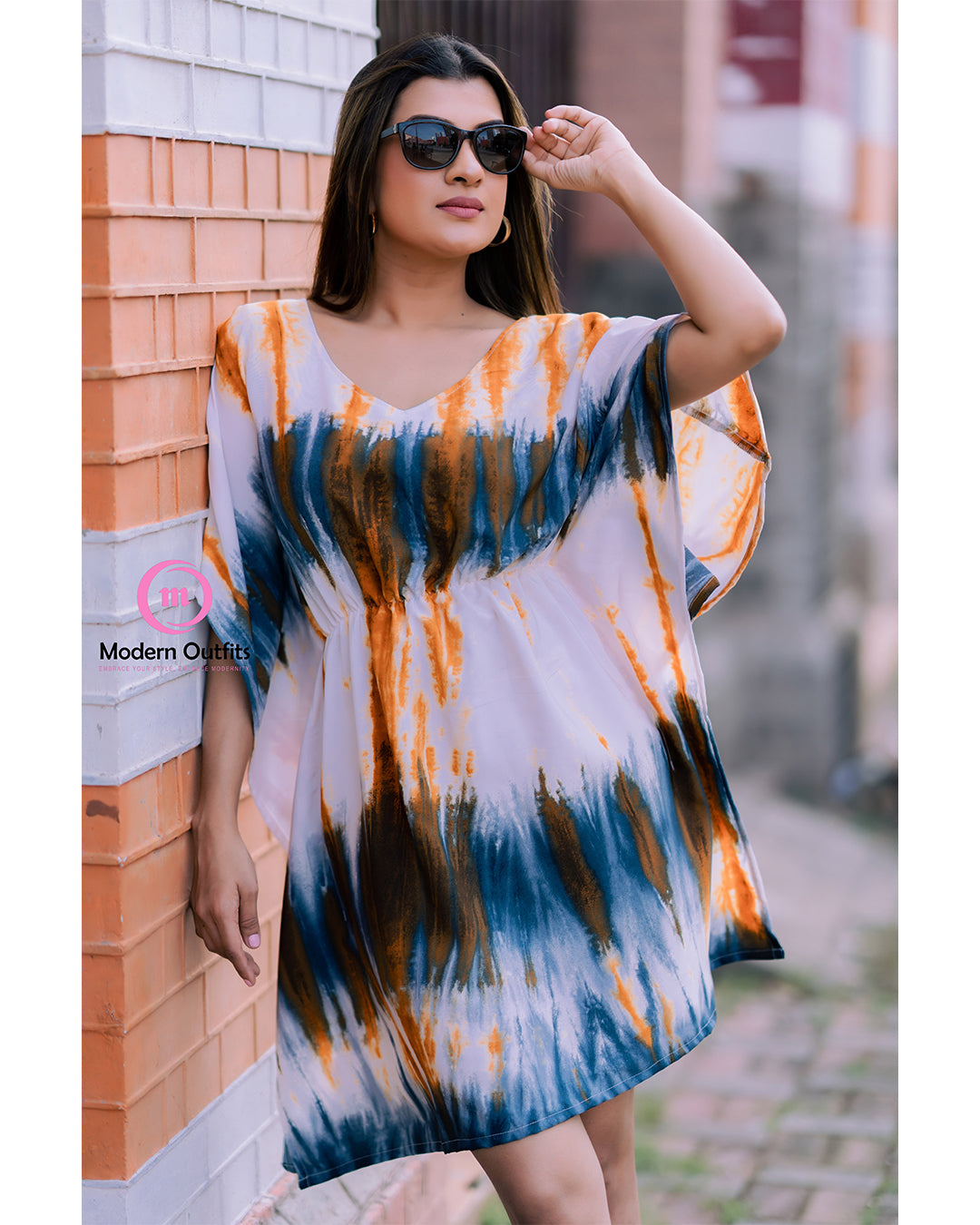 Cio - Waist Gathered Mini Kaftan