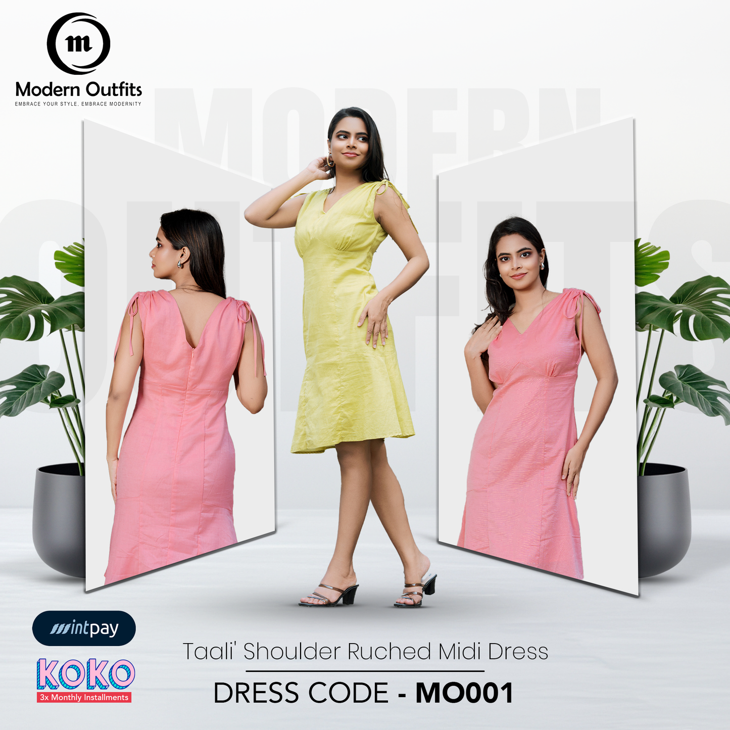 Taali Shoulder Ruched Midi Dress