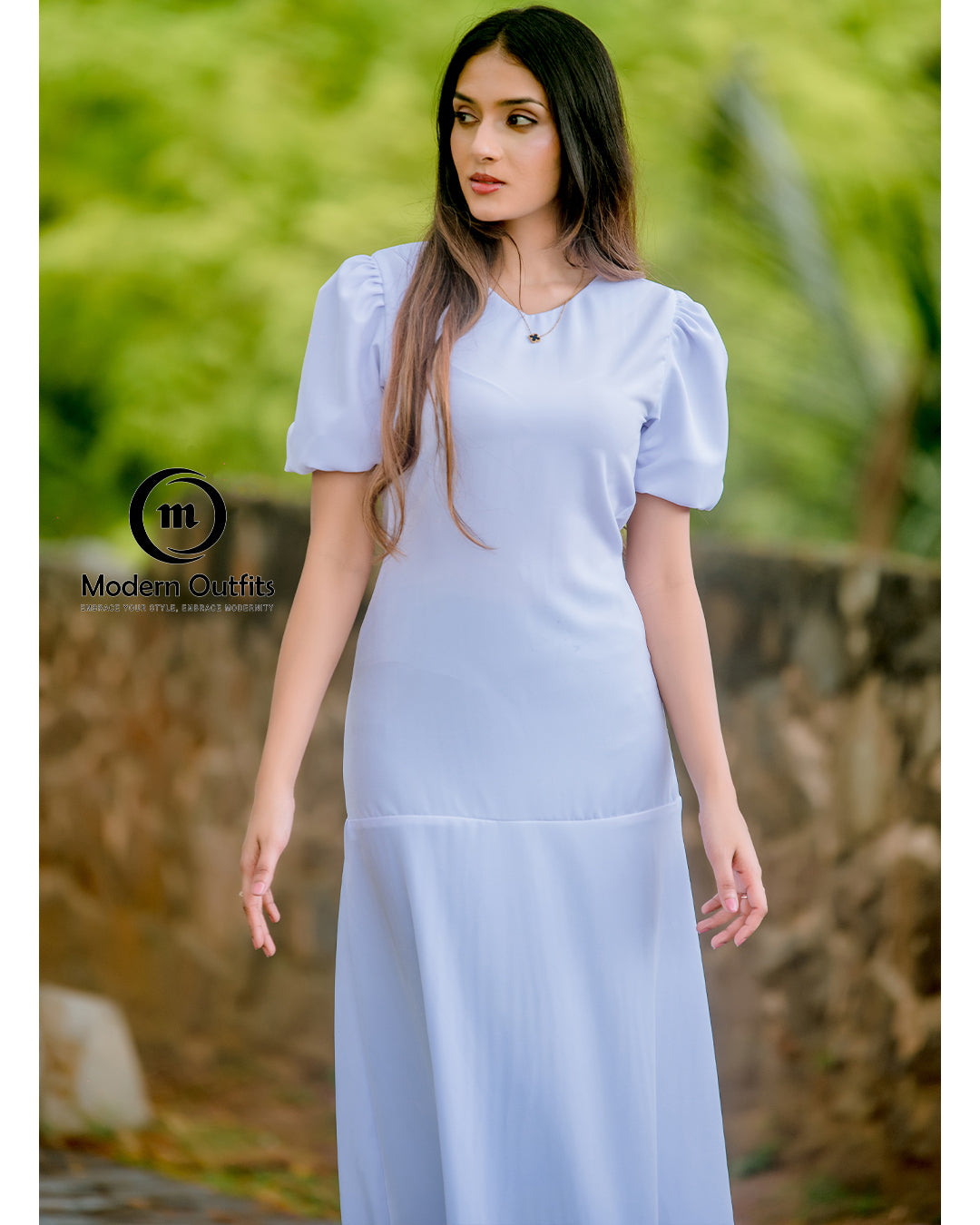 Lily Puffy Sleeve Shaped Long Dress